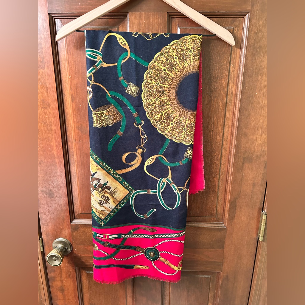 Art Of The Scarf Elegant Red And Gold Scarf. Made In Italy